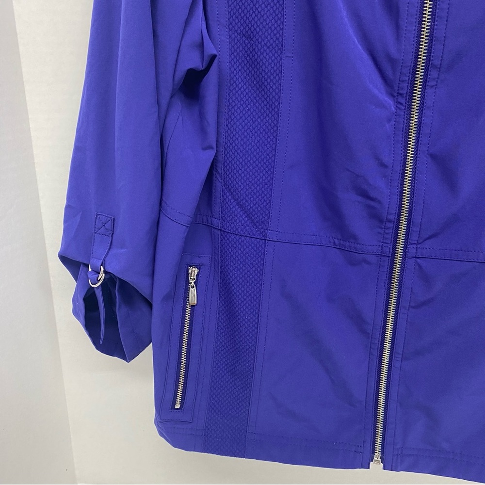 Chicos Zenergy Neema Solid Dobby Jacket Zip Front Pleated Flare Collar Size 2-M - Picture 5 of 14